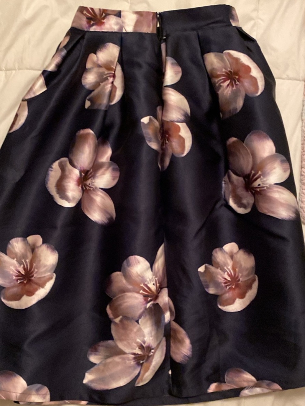 Navy blue skirt with flowers